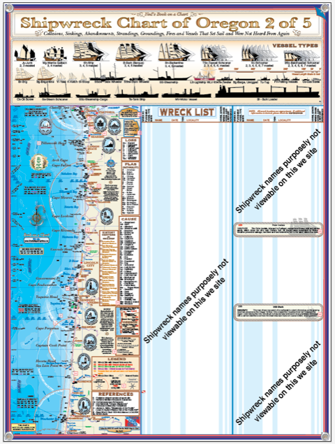 Oregon Coast Shipwreck Chart 2